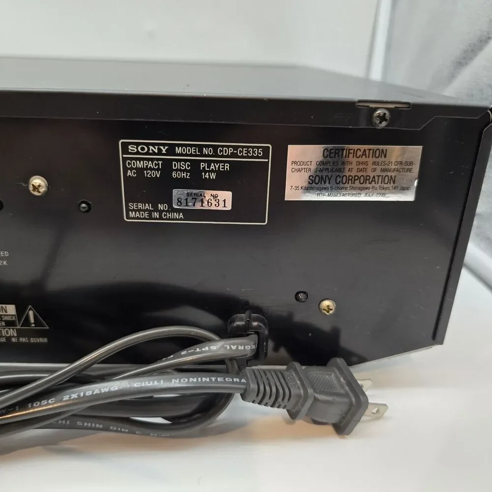 Sony CDP-CE335 5 Disc CD Changer Player Carousel | NO Remote TESTED